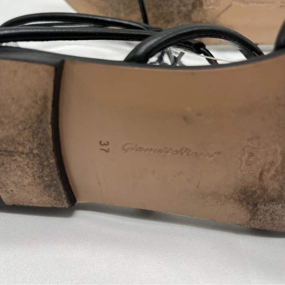 Gianvito Rossi Black Leather Strappy tie up wrap up sandal size 7 - Picture 10 of 10